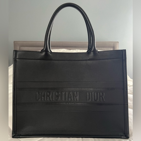 Dior Book Tote Medium in Black Leather - Picture 1 of 16